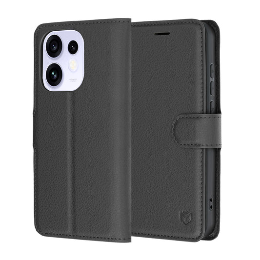 Cover til Oppo Reno16 / Reno16 Pro, Techsuit, Leather Folio, Sort
