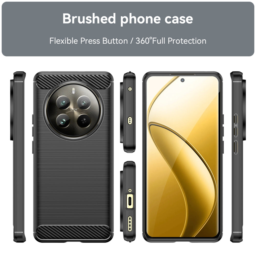 Cover til Realme 12 Pro / 12 Pro+, Techsuit, Carbon, Sort