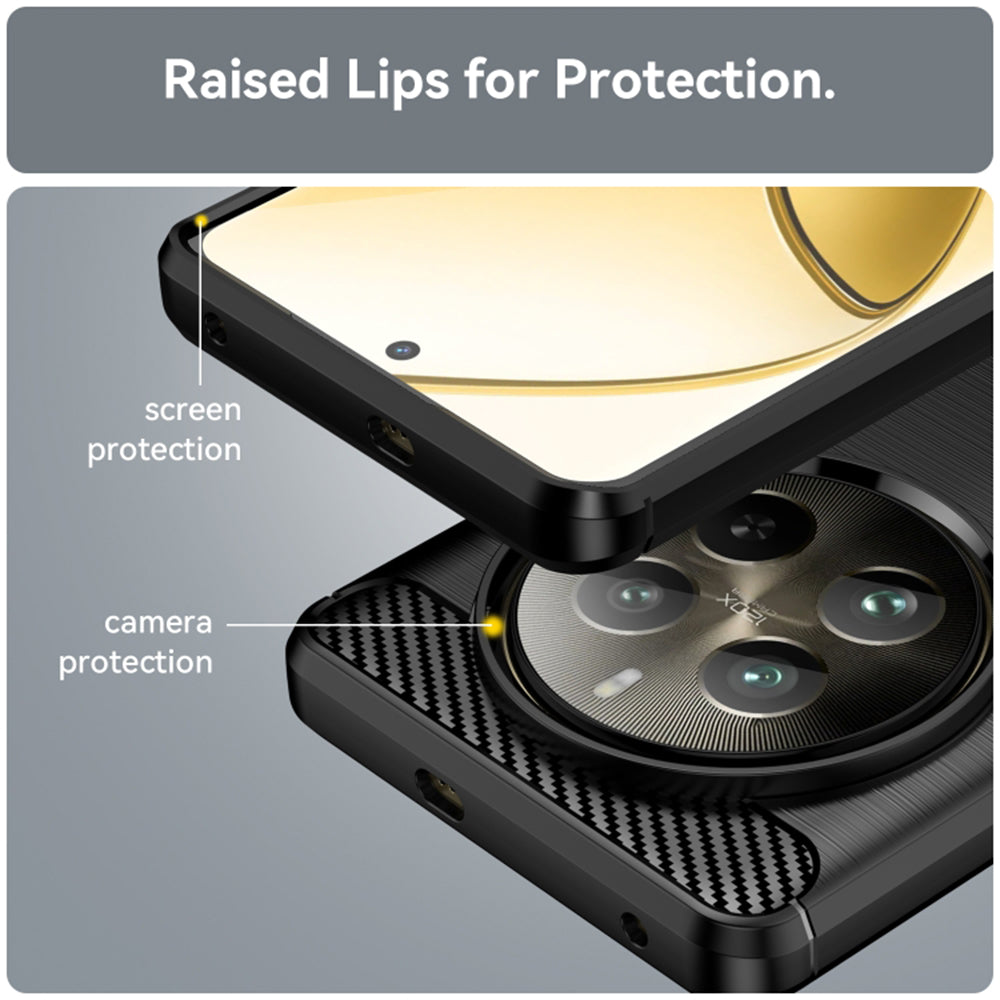 Cover til Realme 12 Pro / 12 Pro+, Techsuit, Carbon, Sort
