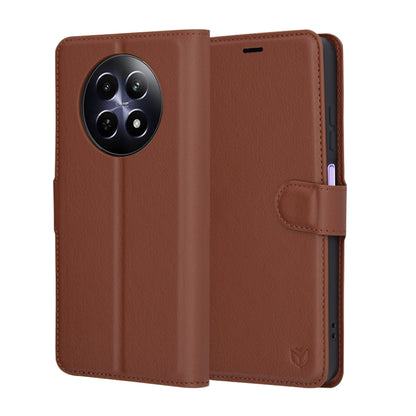 Case for Realme 12x / 12, Techsuit, Leather Folio, Brown