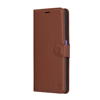 Case for Realme 12x / 12, Techsuit, Leather Folio, Brown