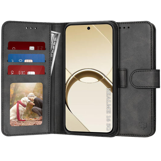 Cover til Realme 16, Techsuit, Diary Book, Sort