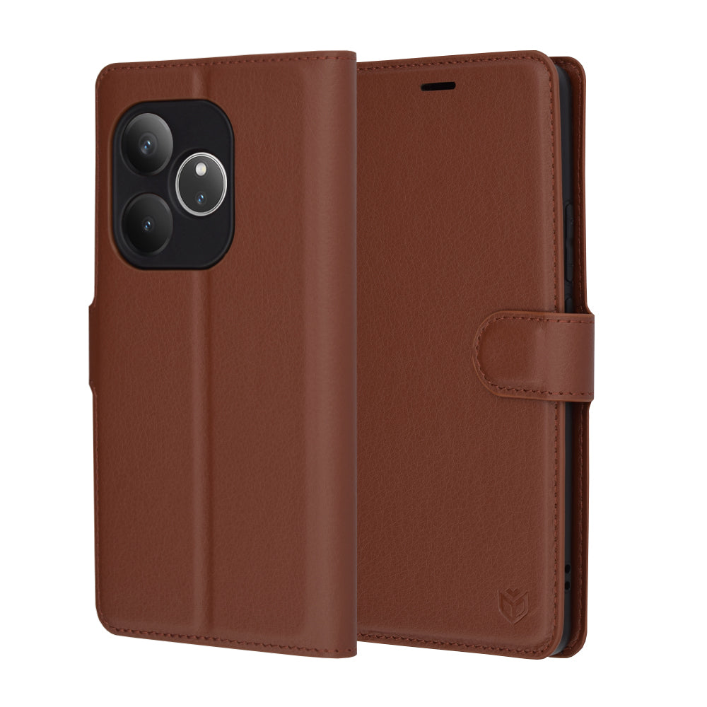 Case for Realme GT 6T / GT 6, Techsuit, Leather Folio, Brown