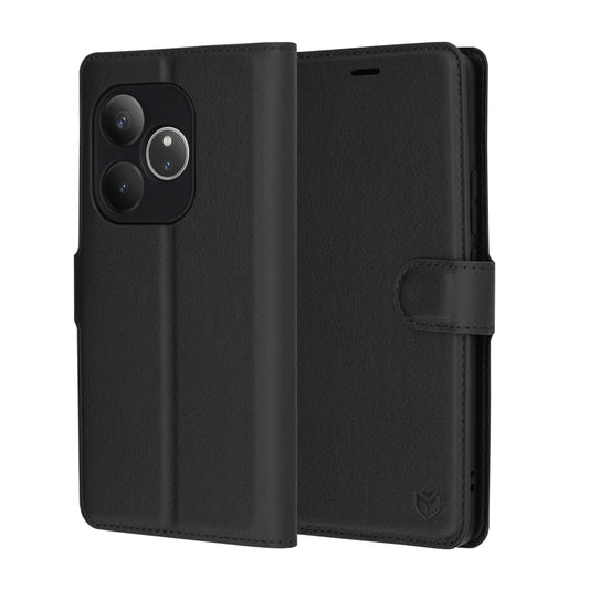 Cover til Realme GT 6T / GT 6, Techsuit, Leather Folio, Sort