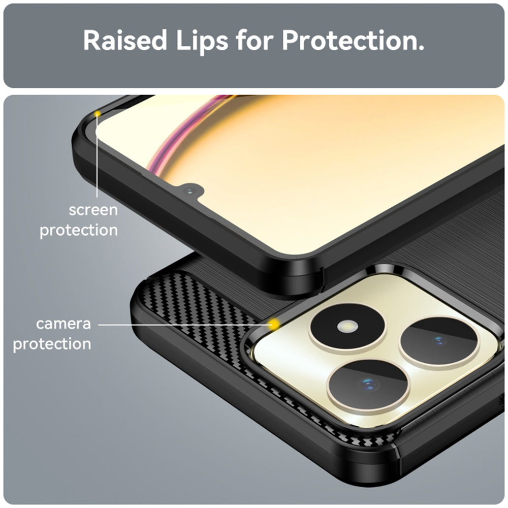 Cover til Realme Note 50 / C51, Techsuit, Carbon, Sort