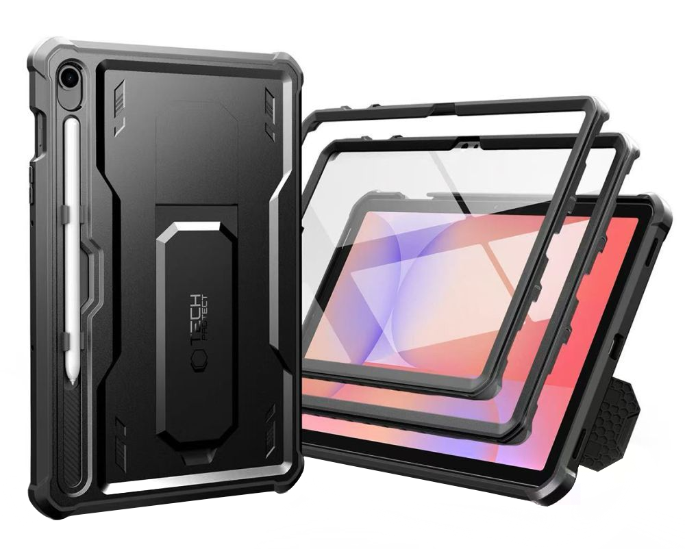 Cover til Samsung Galaxy Tab S10 Lite / Tab S10 FE / Tab S9, Tech-Protect, Kevlar Pro, Sort