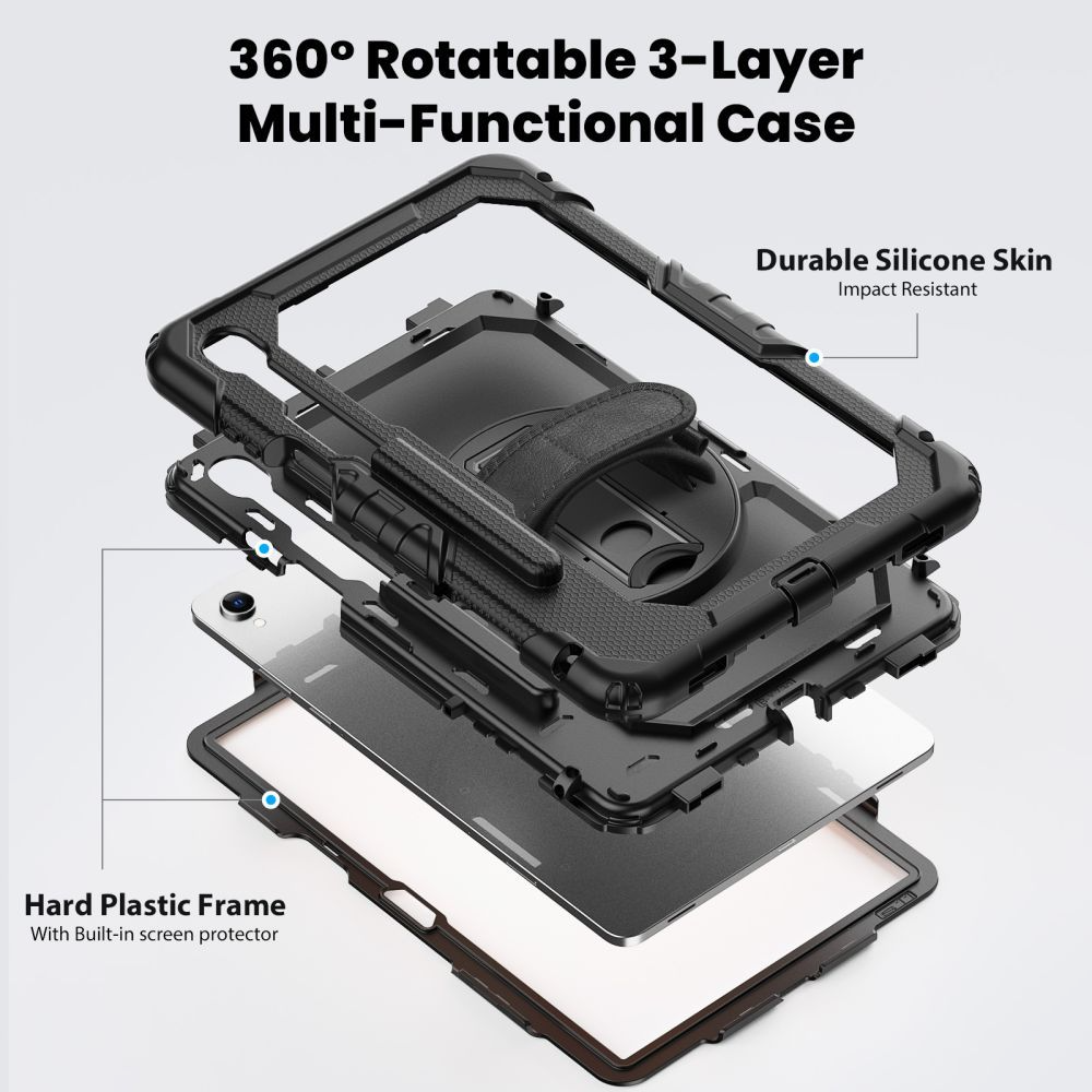 Cover til Samsung Galaxy Tab S11, Tech-Protect, Solid360, Sort