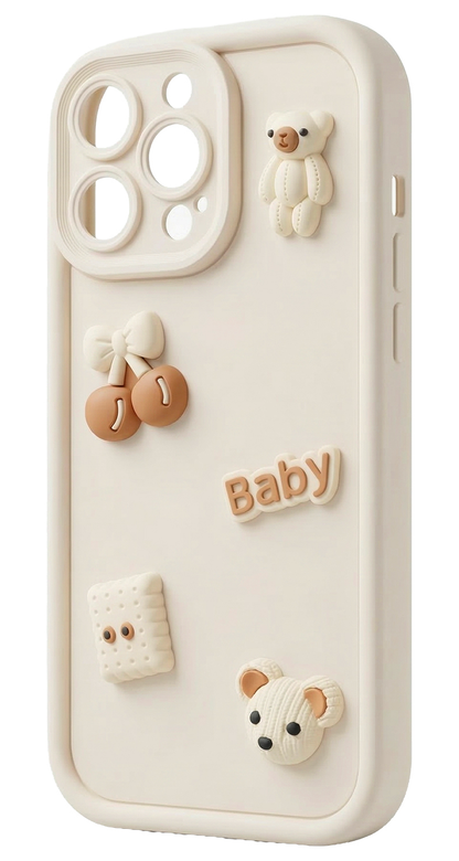 Cover til Samsung Galaxy S25 S931, OEM, Ultra Trendy 3D Bear, Beige