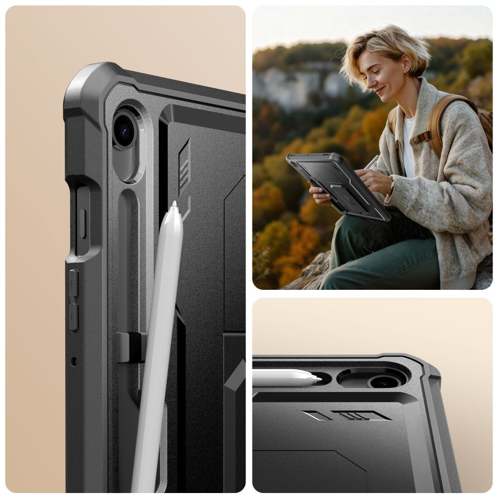 Cover til Samsung Galaxy Tab S10 Lite / Tab S10 FE / Tab S9, Tech-Protect, Kevlar Pro, Sort