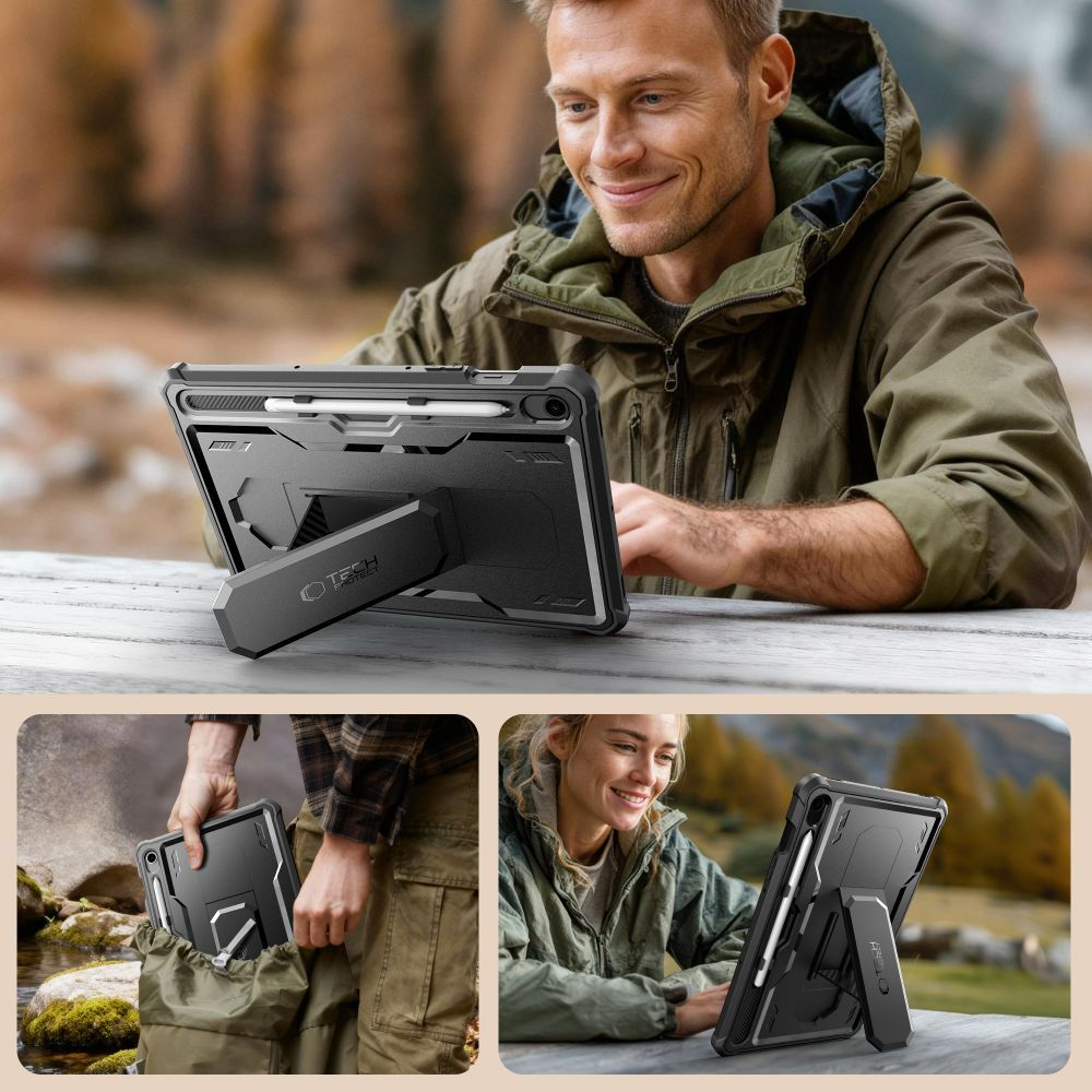 Cover til Samsung Galaxy Tab S10 Lite / Tab S10 FE / Tab S9, Tech-Protect, Kevlar Pro, Sort