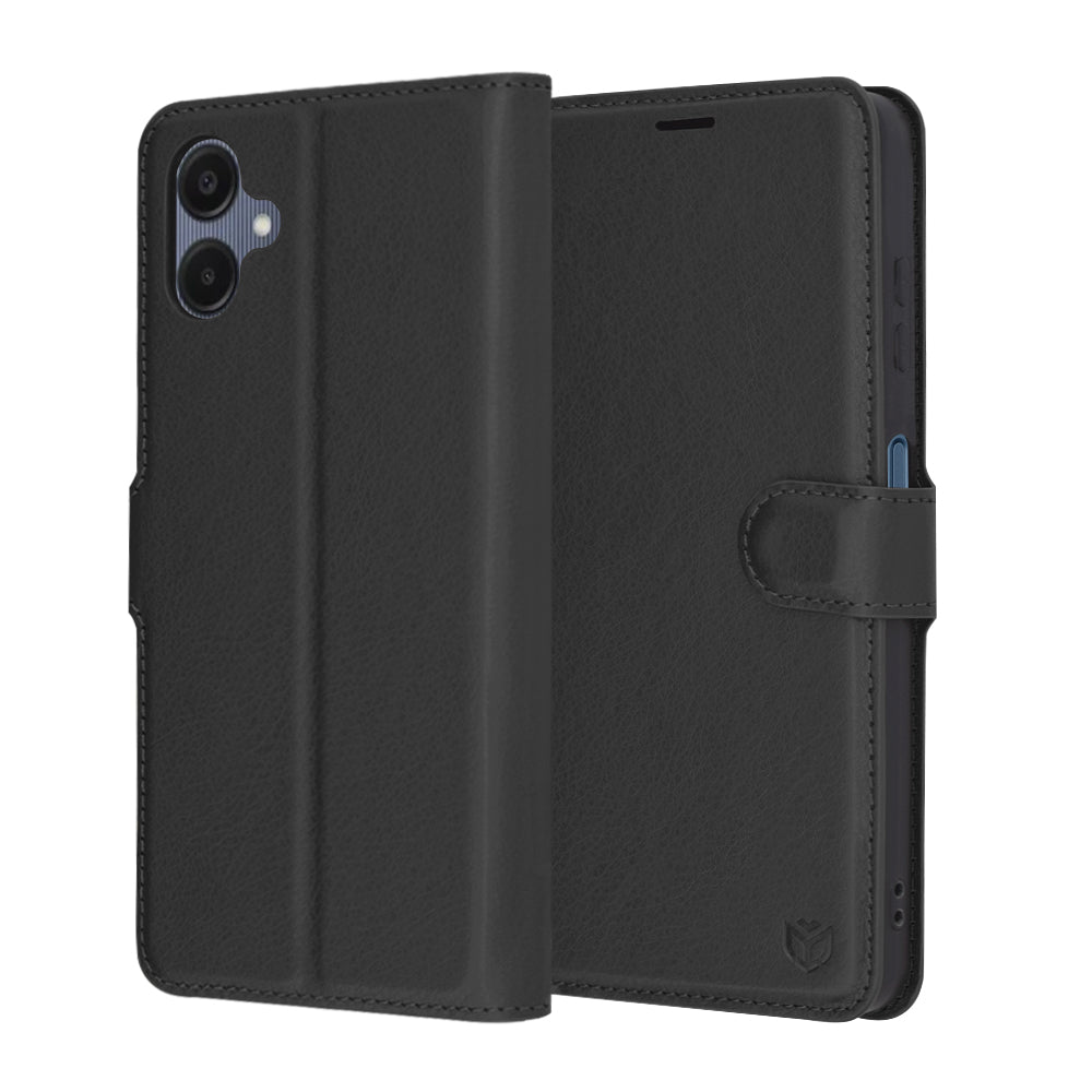 Case for Samsung Galaxy A06 A065, Techsuit, Leather Folio, Black
