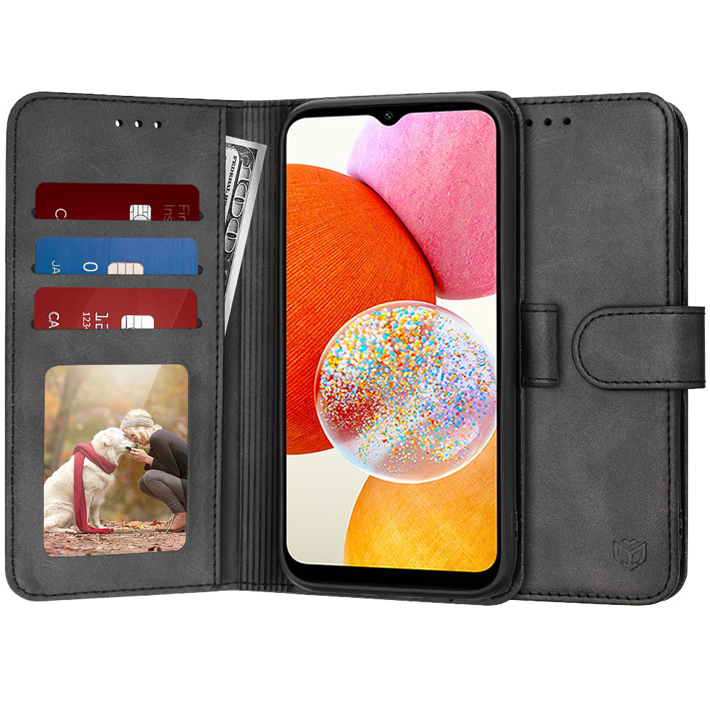 Case for Samsung Galaxy A14 A145 / A14 5G A146, Techsuit, Diary Book, Black