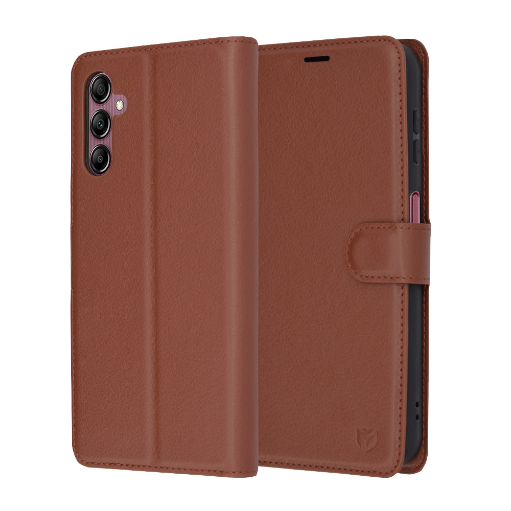 Cover til Samsung Galaxy A14 A145 / A14 5G A146, Techsuit, Læder Folio, Brun