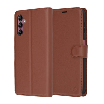 Cover til Samsung Galaxy A14 A145 / A14 5G A146, Techsuit, Læder Folio, Brun