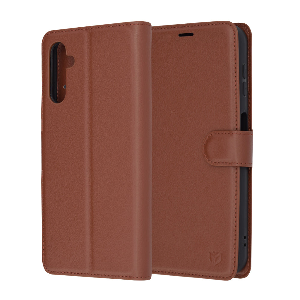 Cover til Samsung Galaxy A14 A145 / A14 5G A146, Techsuit, Læder Folio, Brun