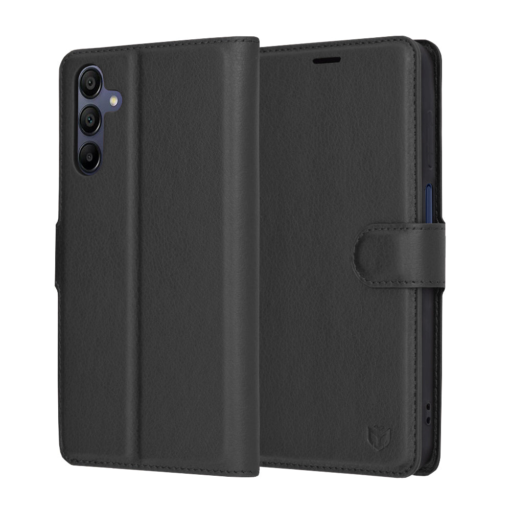 Case for Samsung Galaxy A15 5G A156 / A15 A155, Techsuit, Leather Folio, Black