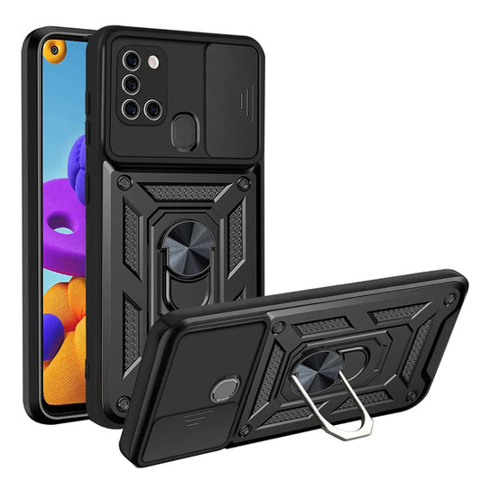 Cover til Samsung Galaxy A21s A217, Techsuit, CamShield, Sort