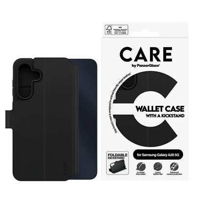 Etui til Samsung Galaxy A26 A266, PanzerGlass, med funktionel kickstand og pung, sort
