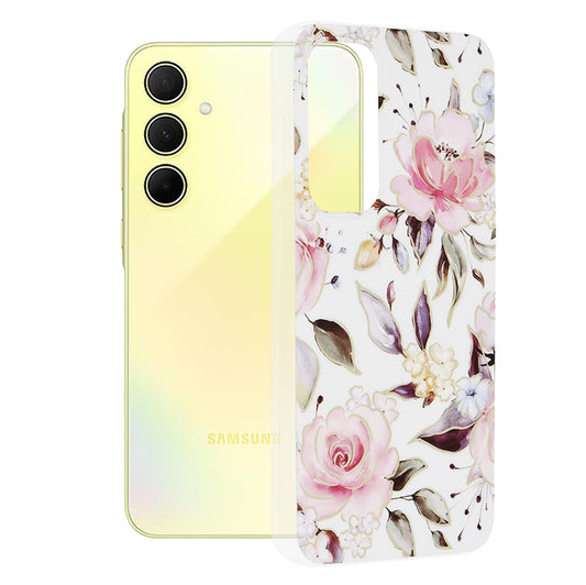Etui til Samsung Galaxy A35 5G A356, Techsuit, Marble, Hvid