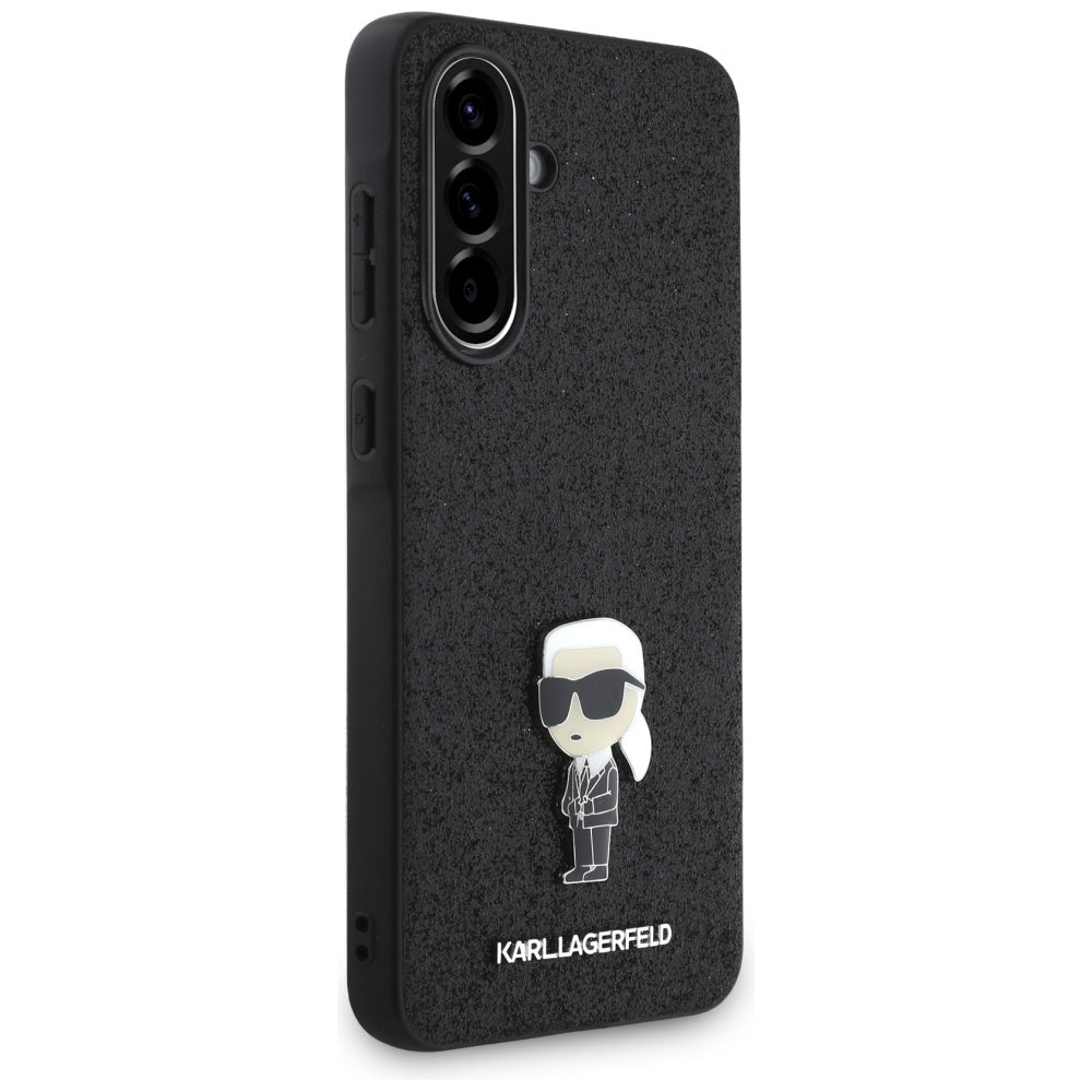 Cover til Samsung Galaxy A36 A366, Karl Lagerfeld, Glitter Fixed Ikonik Karl, Sort