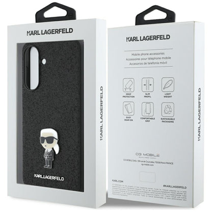 Cover til Samsung Galaxy A36 A366, Karl Lagerfeld, Glitter Fixed Ikonik Karl, Sort