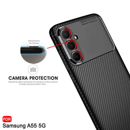 Cover til Samsung Galaxy A55 5G A556, Techsuit, CarbonFiber, Sort