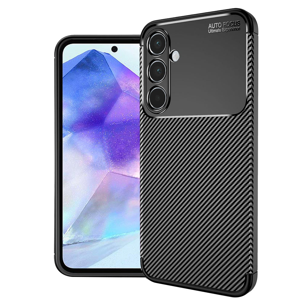 Cover til Samsung Galaxy A55 5G A556, Techsuit, CarbonFiber, Sort