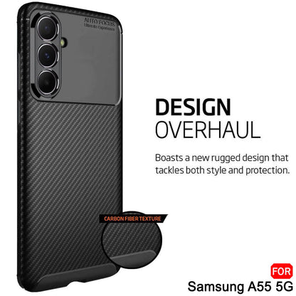 Cover til Samsung Galaxy A55 5G A556, Techsuit, CarbonFiber, Sort