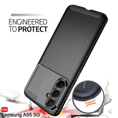 Cover til Samsung Galaxy A55 5G A556, Techsuit, CarbonFiber, Sort