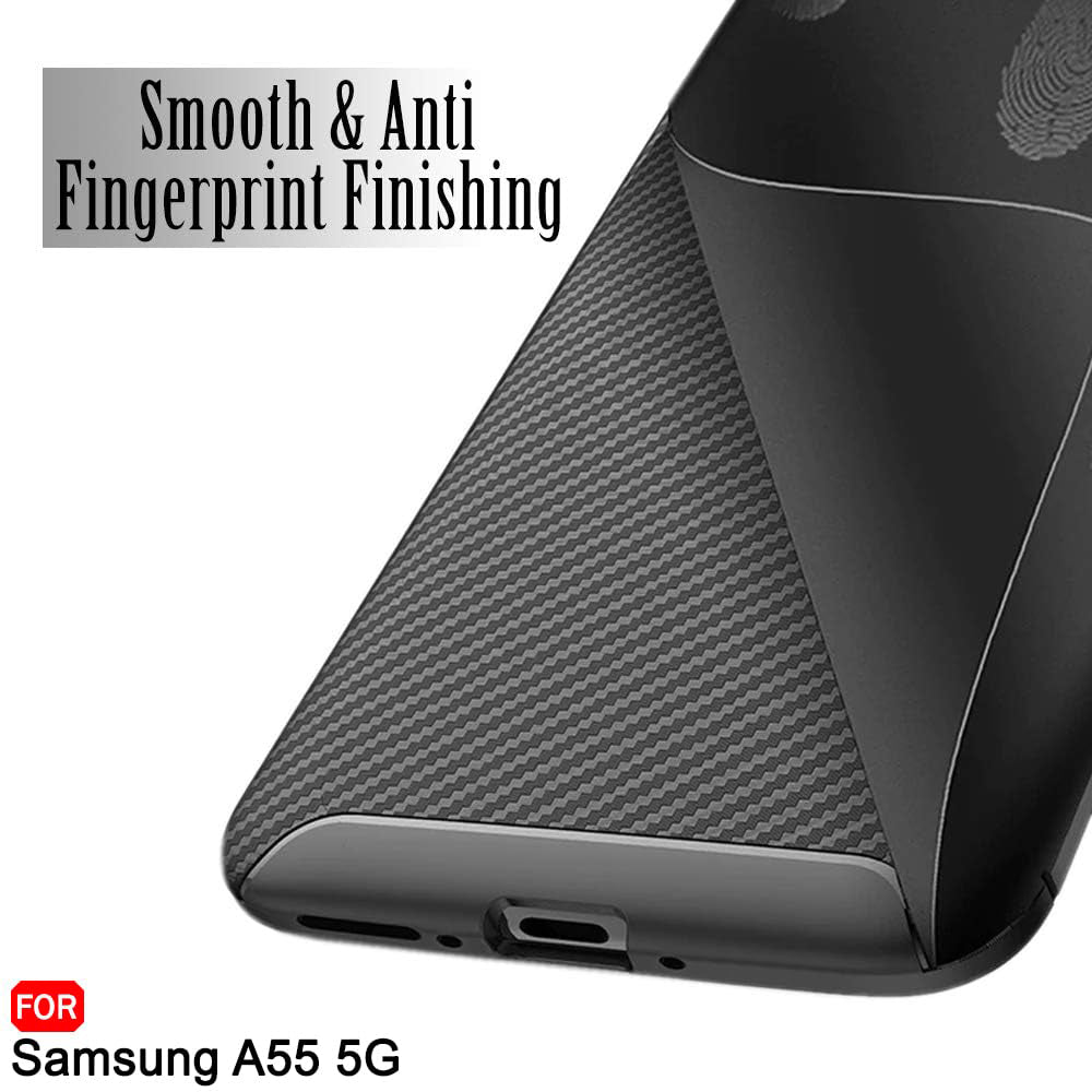 Cover til Samsung Galaxy A55 5G A556, Techsuit, CarbonFiber, Sort