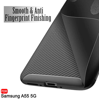 Cover til Samsung Galaxy A55 5G A556, Techsuit, CarbonFiber, Sort