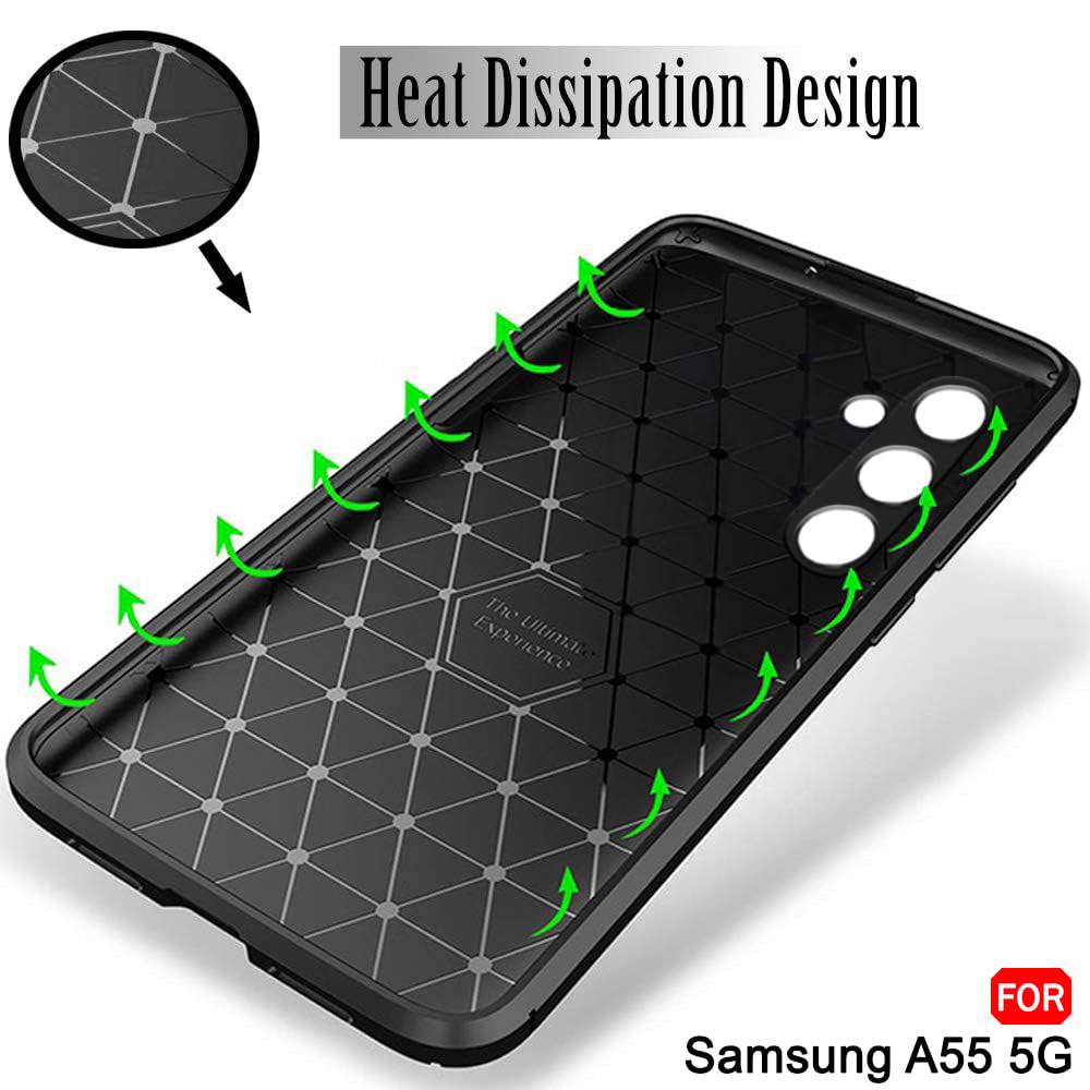 Cover til Samsung Galaxy A55 5G A556, Techsuit, CarbonFiber, Sort