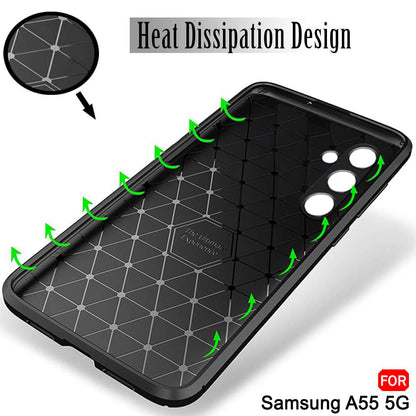Cover til Samsung Galaxy A55 5G A556, Techsuit, CarbonFiber, Sort