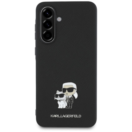 Etui til Samsung Galaxy A56 A566, Karl Lagerfeld, Saffiano Karl & Choupette Metal, Sort