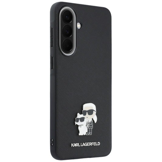 Cover til Samsung Galaxy A57 5G, Karl Lagerfeld, Saffiano Karl & Choupette Metal, Sort
