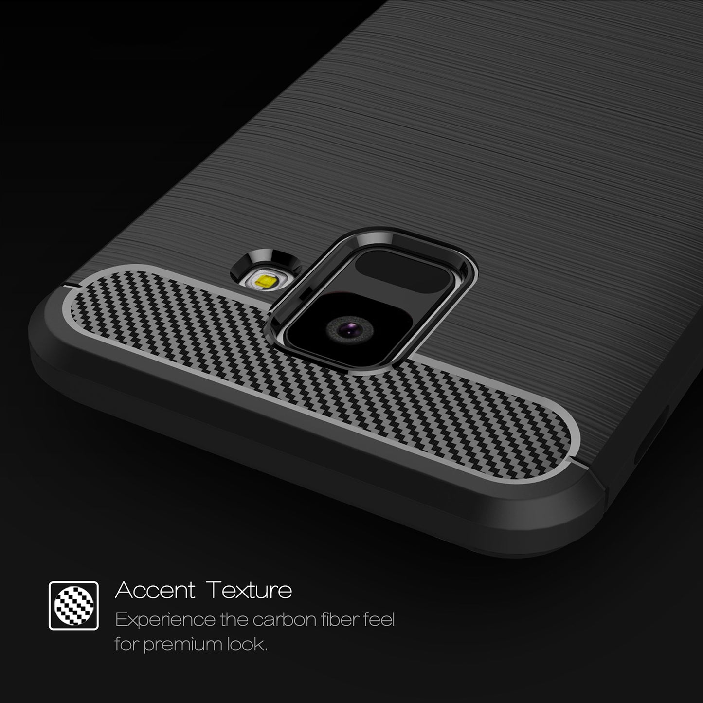 Cover til Samsung Galaxy A6 (2018) A600, Techsuit, Carbon, Sort