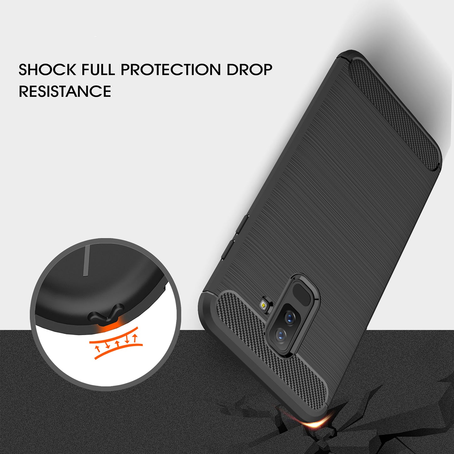 Cover til Samsung Galaxy A6 Plus (2018) A605, Techsuit, Carbon, Sort