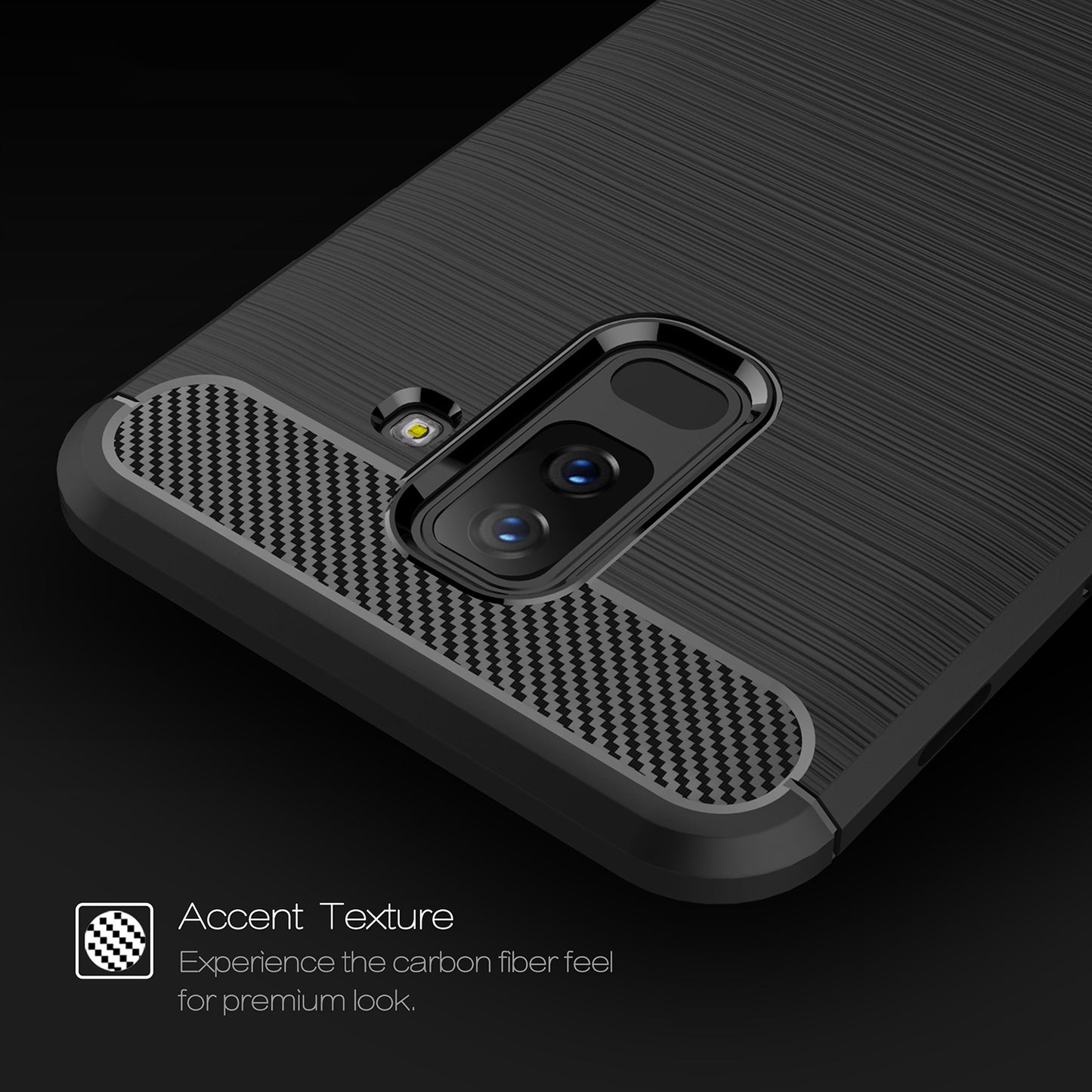 Cover til Samsung Galaxy A6 Plus (2018) A605, Techsuit, Carbon, Sort