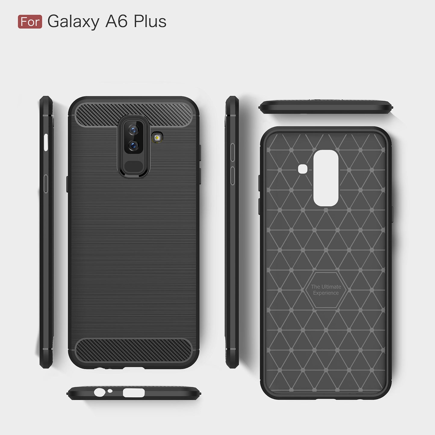 Cover til Samsung Galaxy A6 Plus (2018) A605, Techsuit, Carbon, Sort