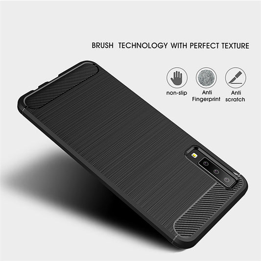Cover til Samsung Galaxy A7 (2018) A750, Techsuit, Carbon, Sort