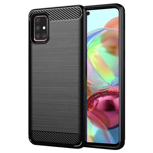 Cover til Samsung Galaxy A71 A715, Techsuit, Carbon, Sort