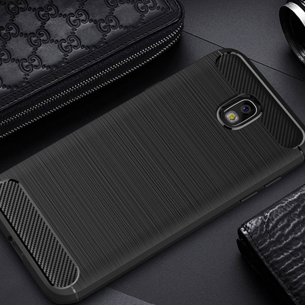 Cover til Samsung Galaxy J7 (2017) J730, Techsuit, Carbon, Sort