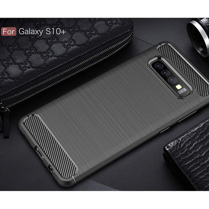 Cover til Samsung Galaxy S10+ G975, Techsuit, Carbon, Sort