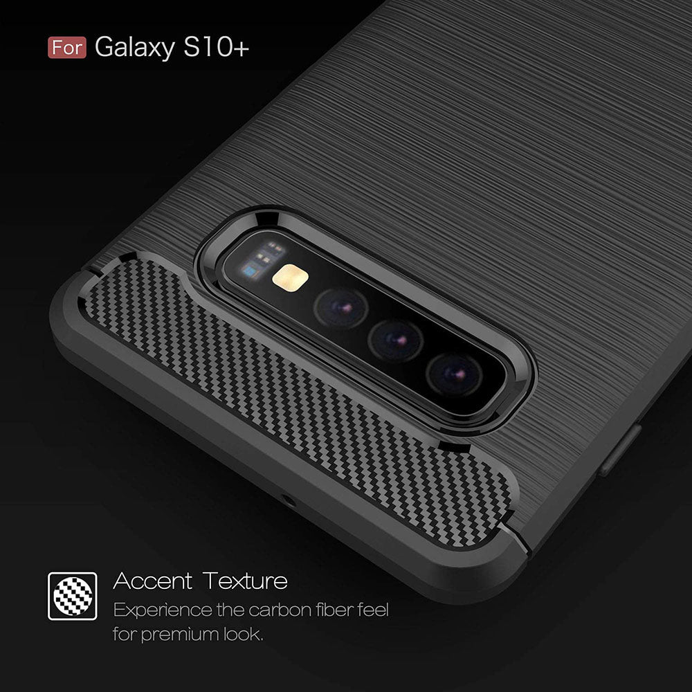 Cover til Samsung Galaxy S10+ G975, Techsuit, Carbon, Sort