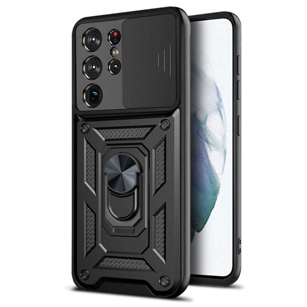 Cover til Samsung Galaxy S21 Ultra 5G G998, Techsuit, CamShield, Sort