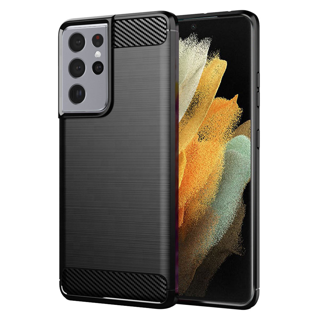 Cover til Samsung Galaxy S21 Ultra 5G G998, Techsuit, Carbon, Sort