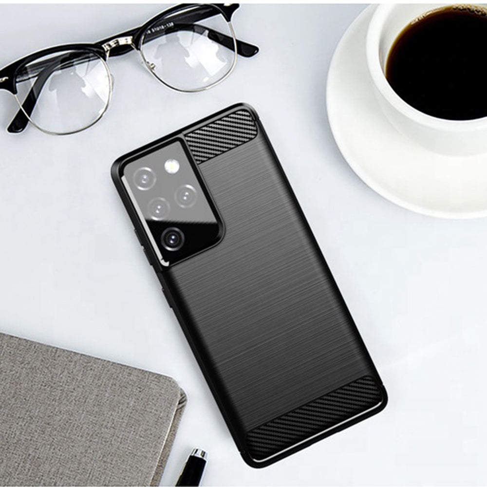 Cover til Samsung Galaxy S21 Ultra 5G G998, Techsuit, Carbon, Sort