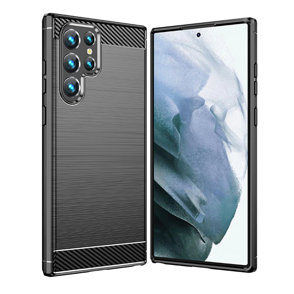 Cover til Samsung Galaxy S22 Ultra 5G S908, Techsuit, Carbon, Sort