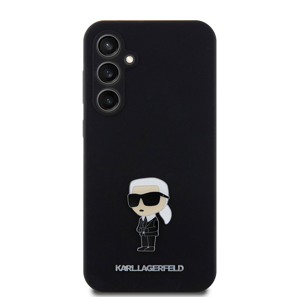 Etui til Samsung Galaxy S23 FE S711, Karl Lagerfeld, Silicone Ikonik Karl Metal, Sort