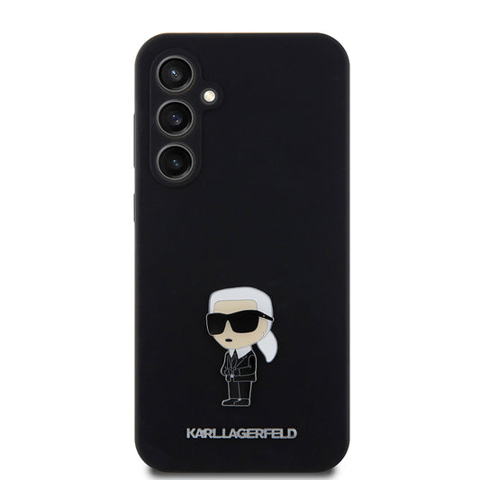 Etui til Samsung Galaxy S23 FE S711, Karl Lagerfeld, Silicone Ikonik Karl Metal, Sort